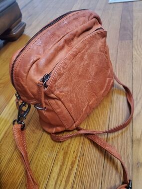 Latico Genuine Leather Compact Women's Crossbody Bag in Terracotta